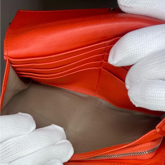 Bottega Veneta Orange Intrecciato Nappa Leather Flap Waller - Picture 12 of 15